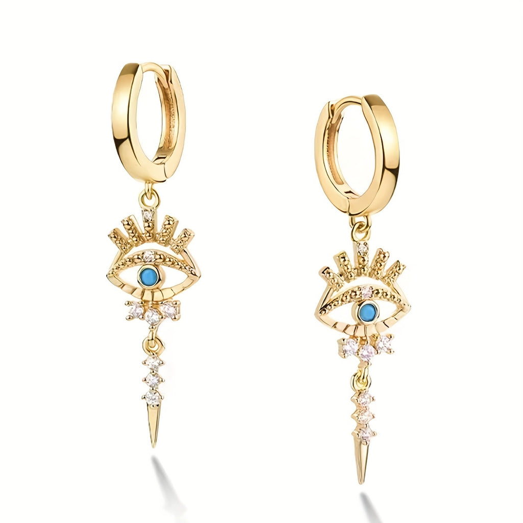 boucles d'oreilles pendantes motifs oeil