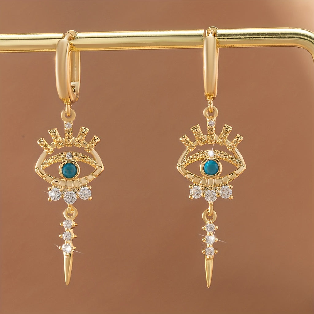 boucles d'oreilles pendantes motifs oeil