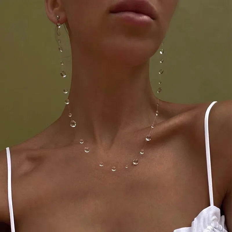 Collier goutte d'eau Transparent boucles d'oreilles et bracelets