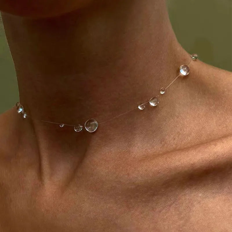 Collier goutte d'eau Transparent boucles d'oreilles et bracelets