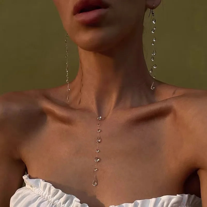 Collier goutte d'eau Transparent boucles d'oreilles et bracelets