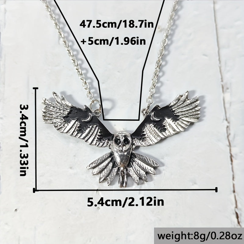 Collier pendentif hibou argenté vintage